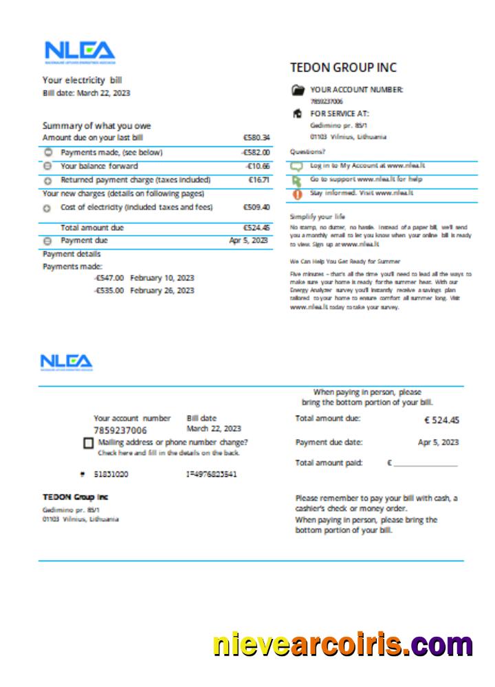 National Lithuanian Energy Association utility business bill